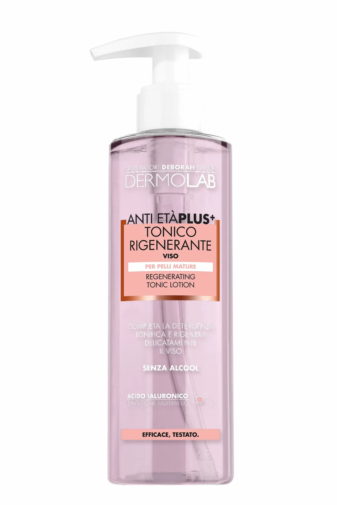 Dermolab - Tonico Viso Antietà Plus per Pelli Mature, con Pool di Acido Ialuronico, Effetto Antiage e Tonificante, Deterge e Leviga le Rughe, Senza Alcool, Dermatologicamente Testato, 200 ml