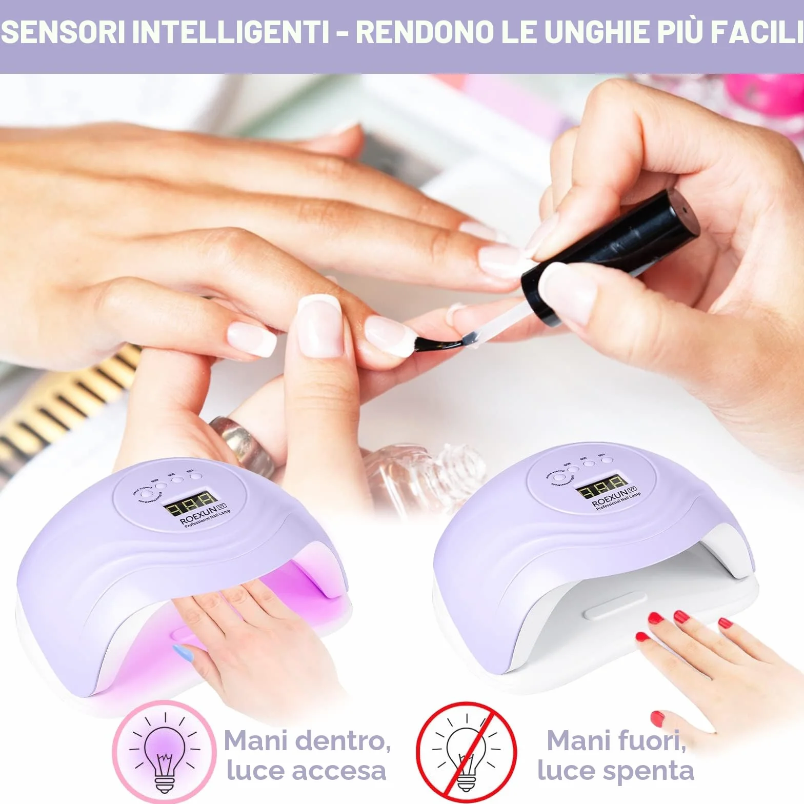 Lampada Unghie LED UV 168W 4 Impostazioni Timer Asciugatrice Gel Sensore Automatico