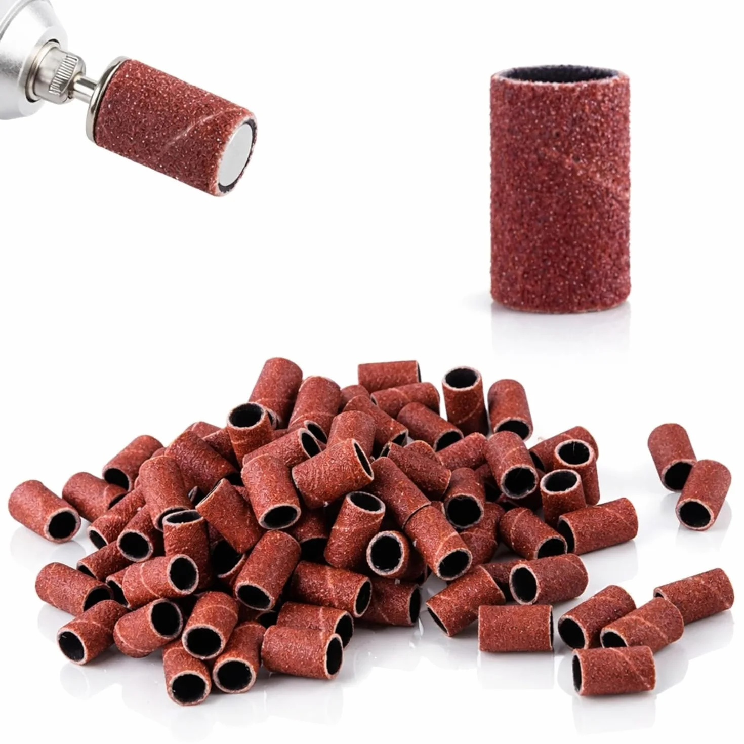 LALILL 100 pz Cappucci Abrasivi Grit 120 per Fresa Unghie - Cilindri Abrasivi per Pedicure e Manicure - Ricambi per Fresa Professionale - Accessori per Lime Elettriche per Unghie