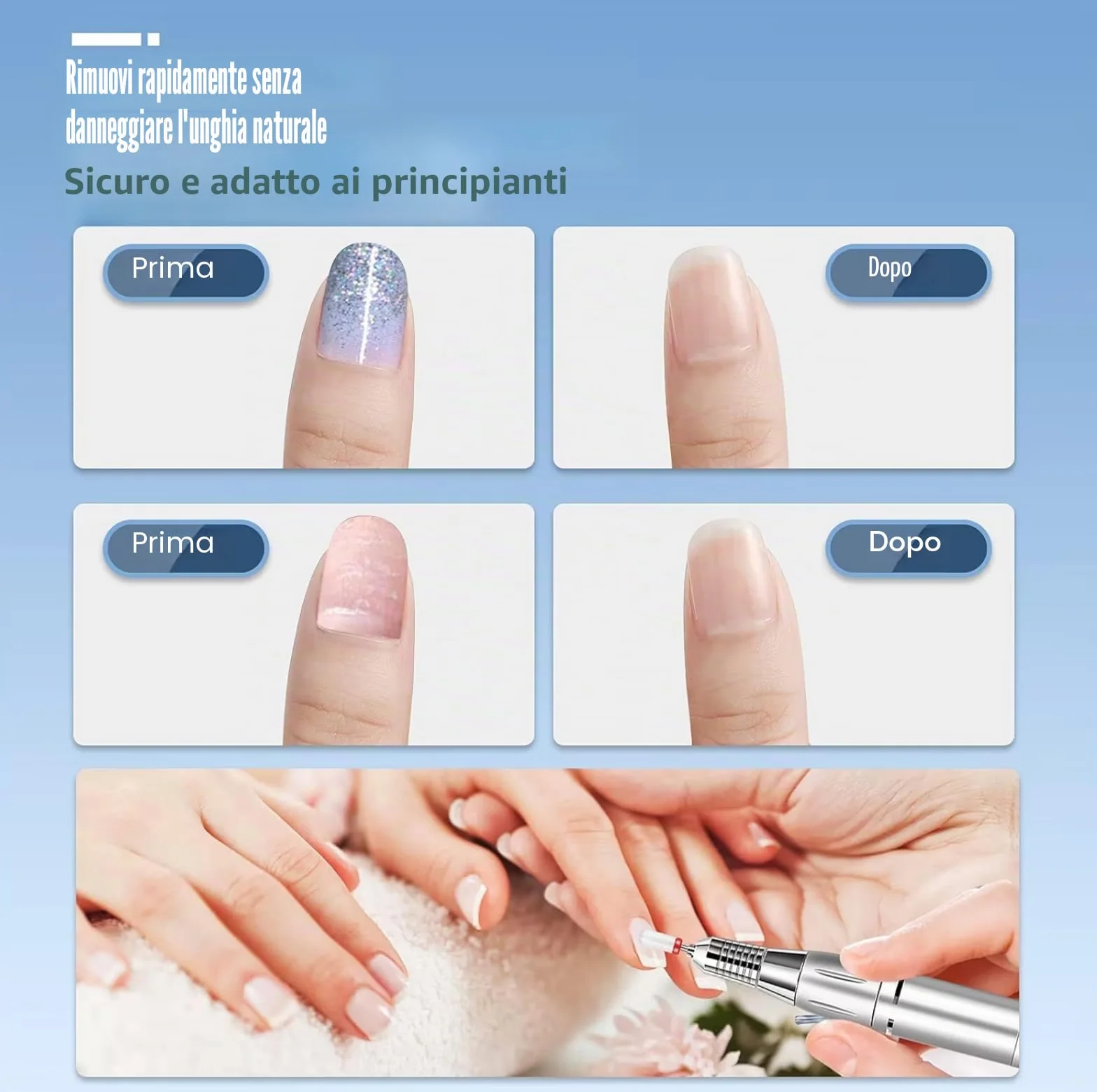 Set 13 punte da trapano per unghie carburo tungsteno ceramica diamantate 3/32 manicure pedicure