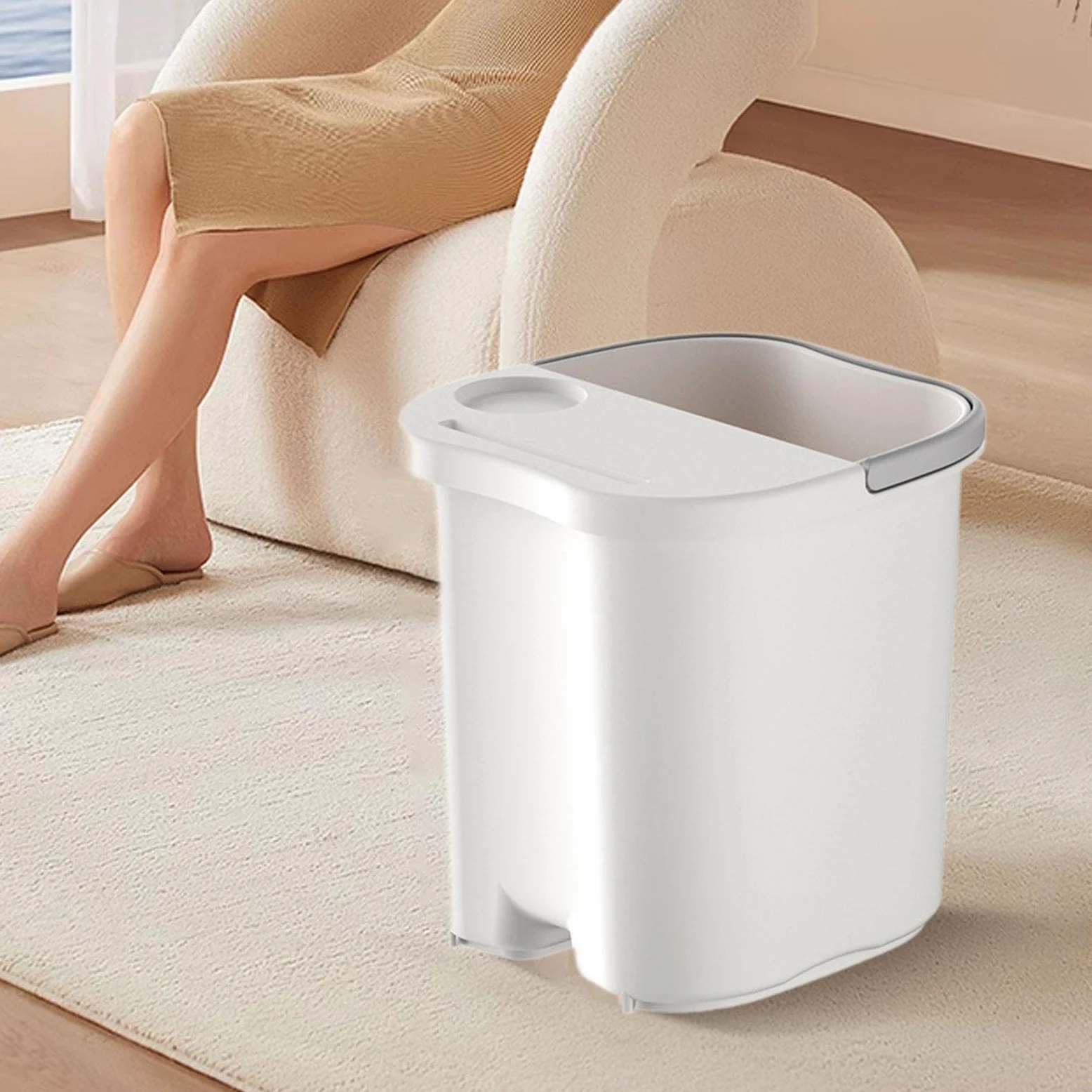 Vaschetta per Pediluvio/pedicure con Punti Massaggianti, Portatile in PP, per Rilassanti Pediluvi per Adulti, Anziani, Uso Domestico E Dormitori, Grande con Coperchio