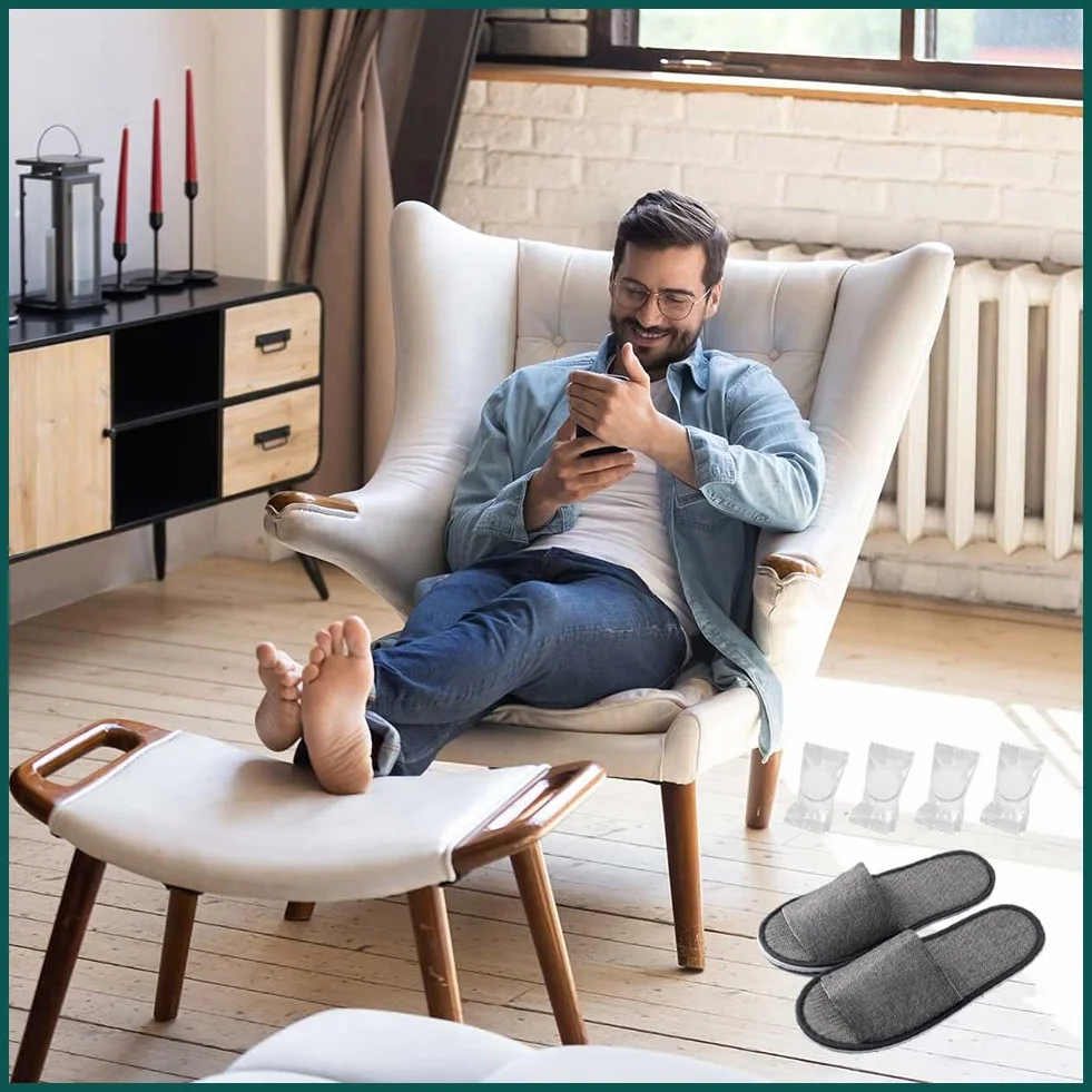 Pantofole Usa e Getta - 4 Paia Per Hotel, Ospiti, Spa, Casa, Viaggio - Unisex Portatili Antiscivolo