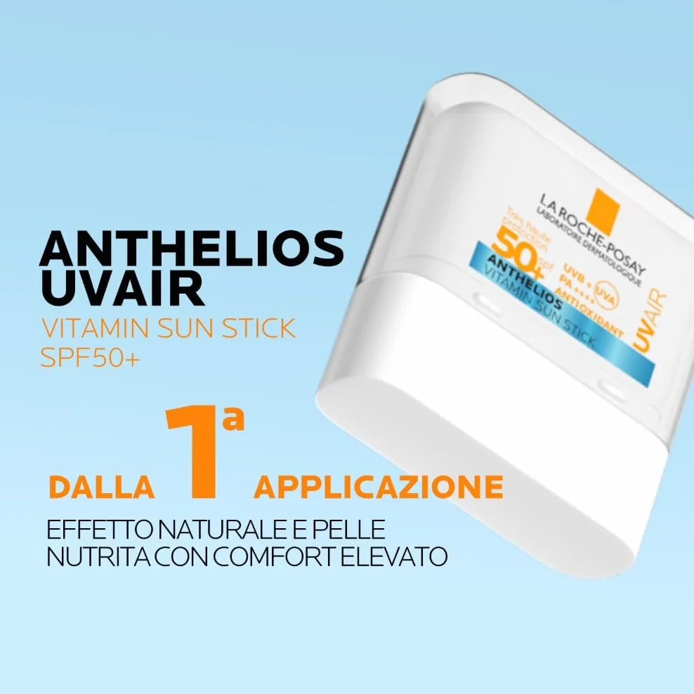 La Roche Posay Anthelios UVAir Stick SPF50+ 10ml, Protezione UV, Anti-Inquinamento, Vitamina E