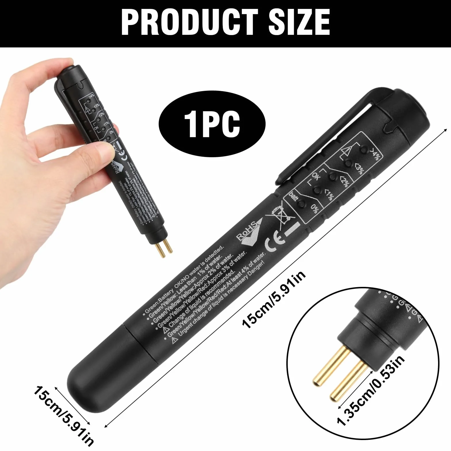 Aivane Tester Liquido Freni DOT3 DOT4 DOT5 LED Indicatore Universale Portatile Rilevatore Umidità Automotive