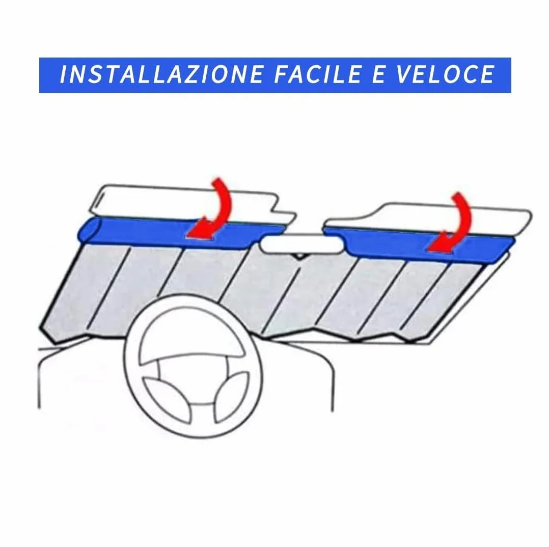 Parasole per auto Parabrezza interna pieghevole con elastici e ventose coperture sole raggi UV Blu