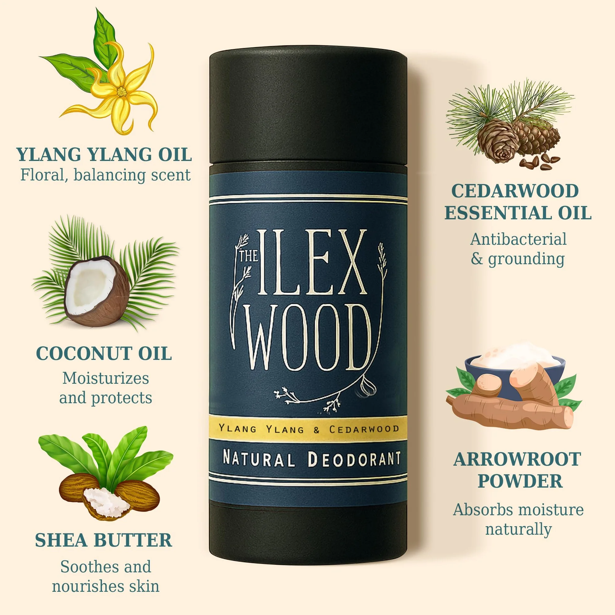 Deodorante stick naturale ylang ylang legno di cedro 70 ml vegano biologico senza plastica