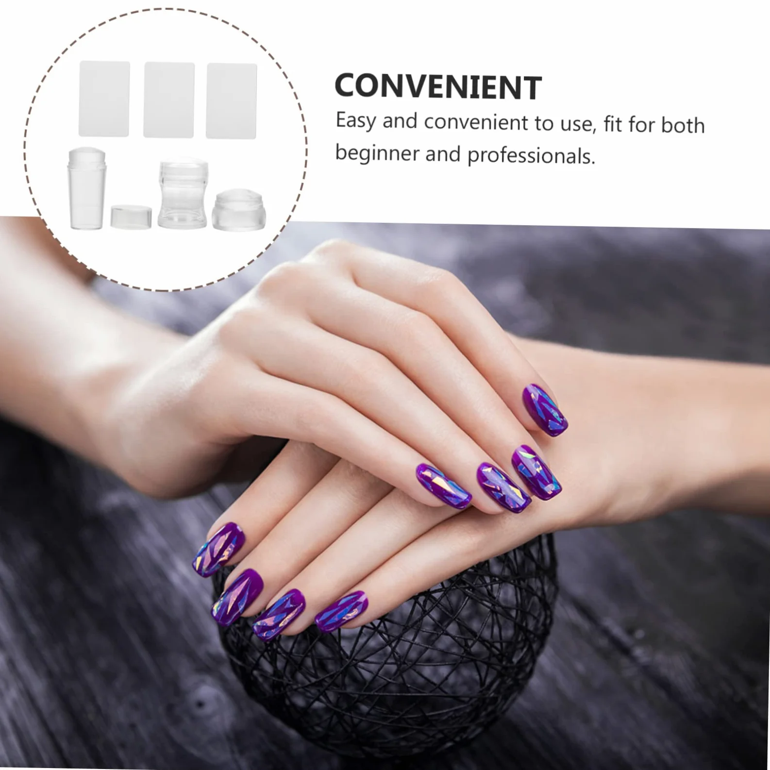 FRCOLOR 9sets Timbri Per Unghie Silicone Con Raschietti Per Manicure Per Versatile e Facile Usare
