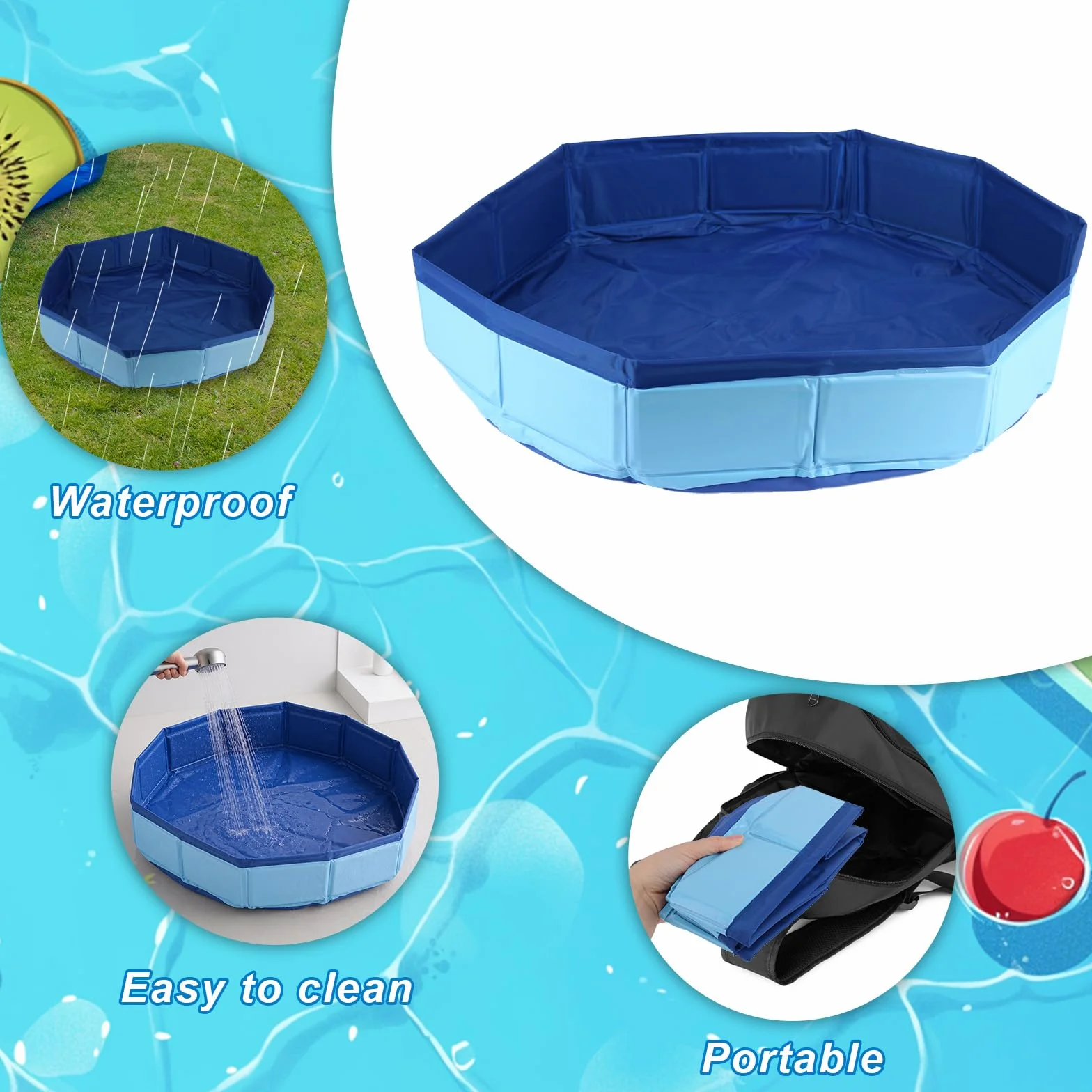 Pediluvio per Piscina, Vasca Lavapiedi Gonfiabile Scaletta d'Ingresso Bacino Portatile Lavaggio Piedi per Piscine Fuori Terra Vasche Idromassaggio e Spa (Blu)