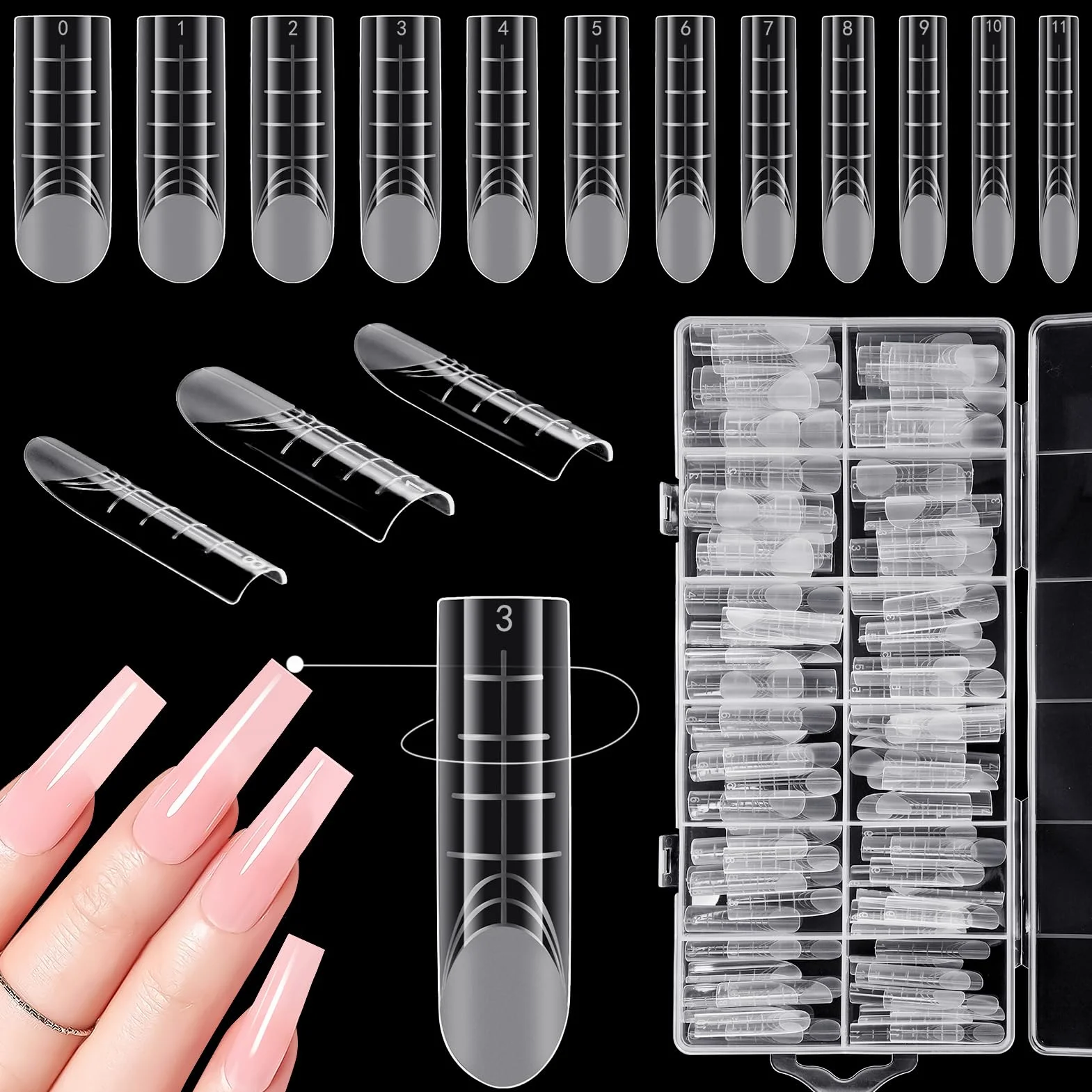 Kiiwah Dual Form Unghie 120 Pezzi, Durevole Riutilizzabile Sistema Dual Nail Form con Scala Graduata per Nail Art