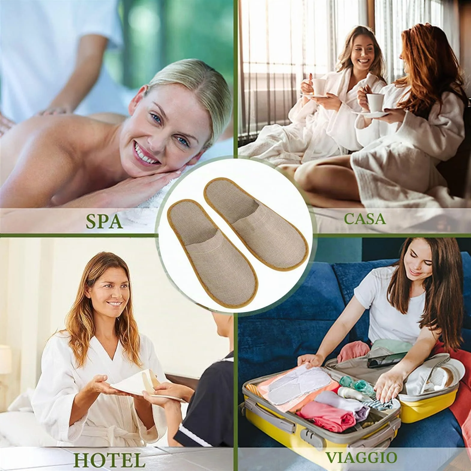 Comioke Pantofole Hotel, Pantofole Chiuse Hotel, 4 Paia Pantofole Usa E Getta Ospiti Antiscivolo, Pantofole d'albergo, Ciabatte Monouso Ospiti, Pantofole SPA, Ciabatte Sposa Bianco(Taglia Eu 37-43,)