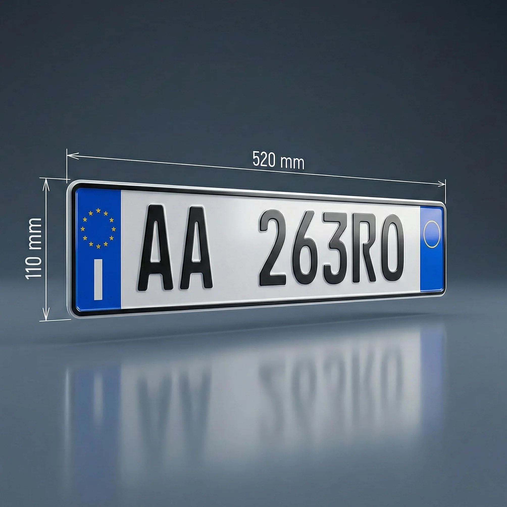 Targa auto decorativa nera in alluminio riflettente Made in Germany
