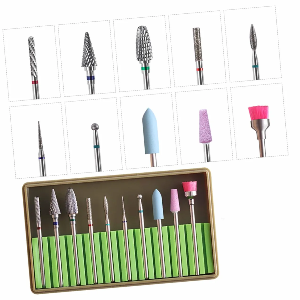 POPETPOP 3 Set Punta del Chiodo Spazzola Lima per Unghie Testa di Macinazione del Chiodo Punta del Chiodo del Diamante Punte di Ricambio per Trapano per Unghie Kit per Unghie para Uñas