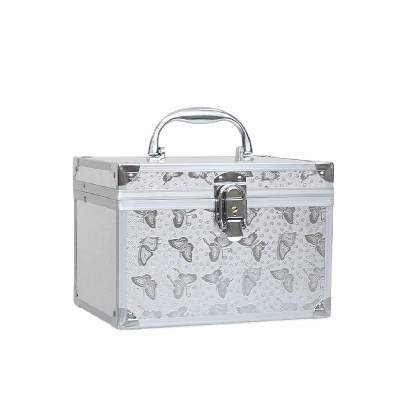 Porta Smalti Organizer Scatola for il trucco Custodie for cosmetici di bellezza professionale Borsa for il trucco Cassetta degli attrezzi multistrato for unghie Valigia for l'archiviazione(Sliver smal