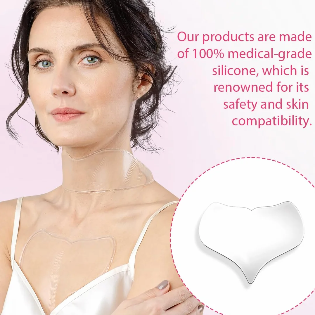 2 Pezzi Cuscinetti per Petto in Silicone, Tamponi Antirughe del Torace, Cerotto Silicone, Copricapezzoli Silicone, Cerotti Antirughe in Silicone Riutilizzabili, per Donne Ragazze