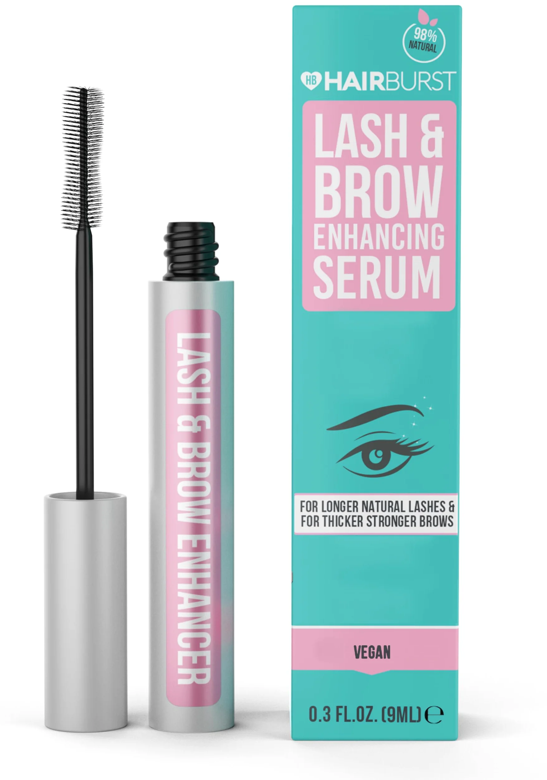 HAIR BURST Siero Ciglia & Sopracciglia - Senza Ormoni, Ciglia Folte 9ml | Siero ciglia con olio di ricino & sodio ialuronato - nutre ciglia e sopracciglia per uno sguardo più folto e definito