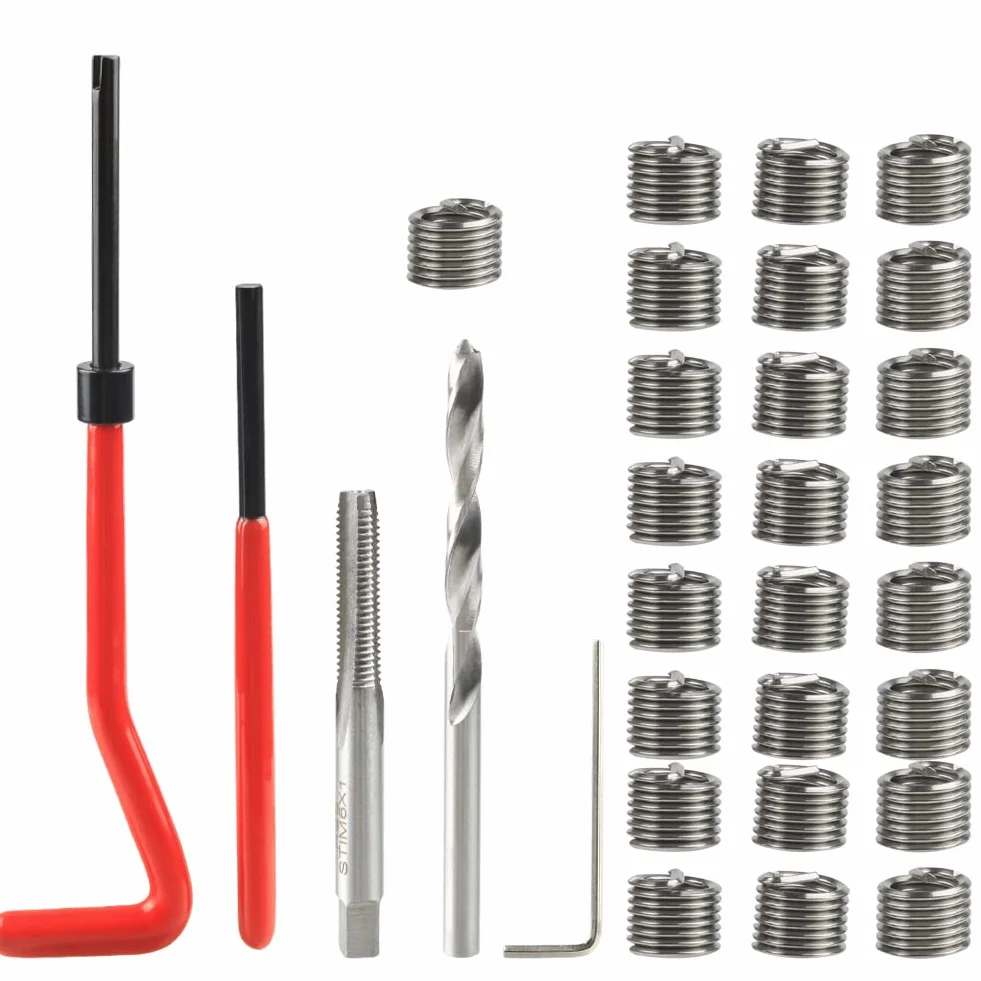 Set di riparazione filettature M6 30 pezzi utensile manuale metrico kit elicoidali