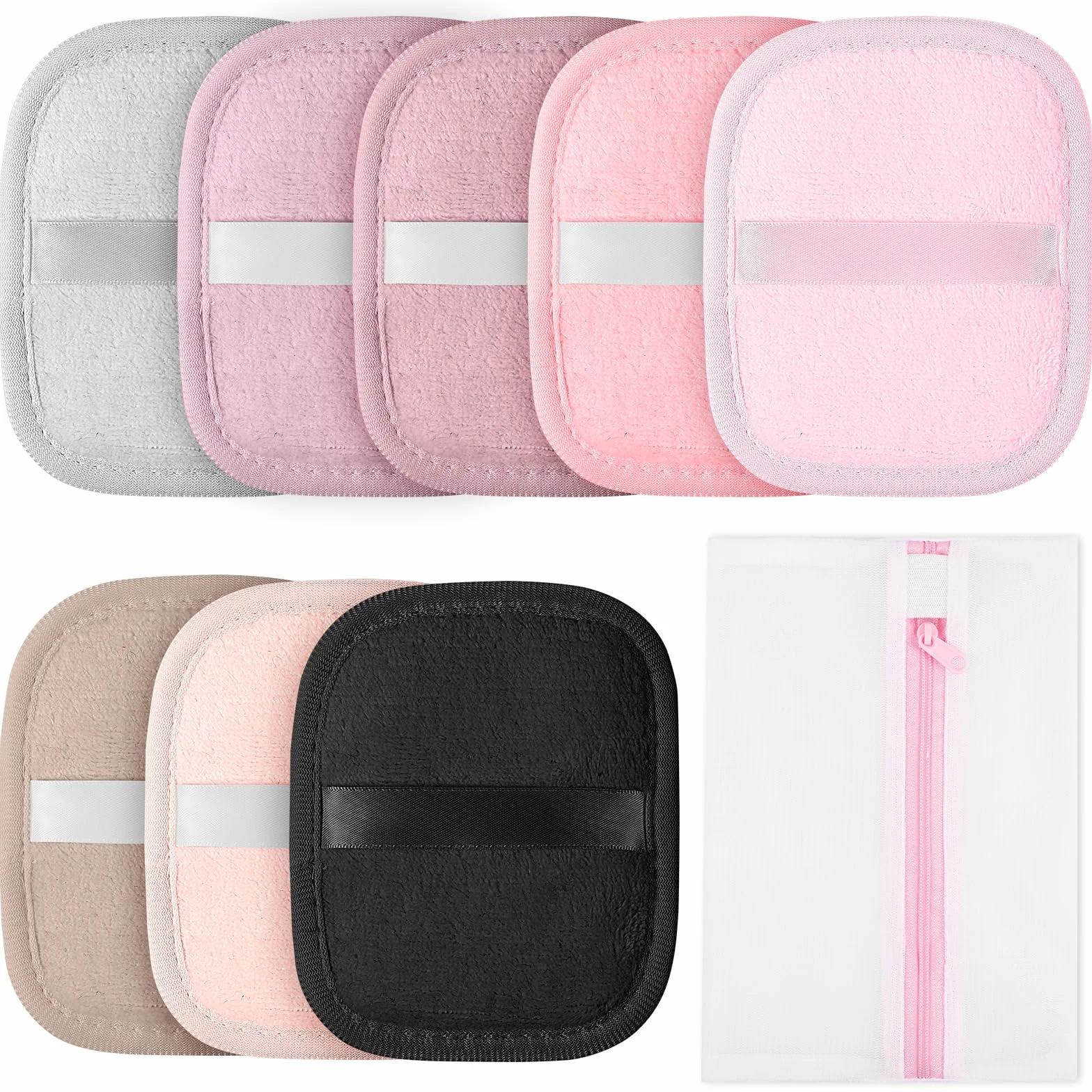 AOOWU 8 Pezzi Dischetti Struccanti Riutilizzabili, Dischetti Struccanti Lavabili con Sacchetto Lavanderia, Cuscinetti Struccare Super Morbido Flanella Double-Face, Pulizia del Viso e Degli Occhi