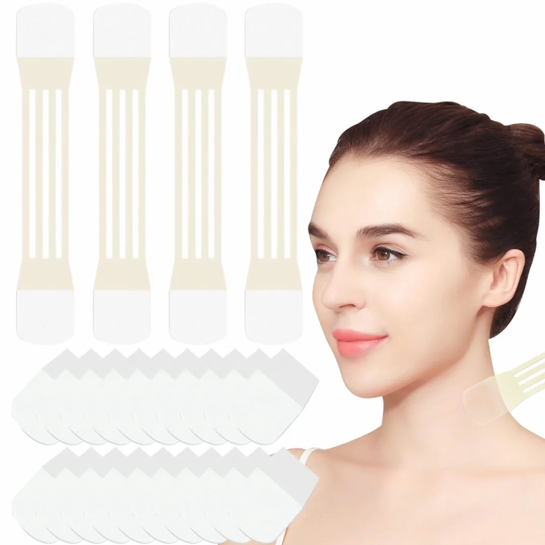 Confezione da 4 + 20 adesivi Patch Per Il Sollevamento Del Collo, Sollevamento Del Collo, Anti-doppio Mento, Nastri Di Serraggio Della Pelle Del Collo, per Donne Collo Viso Mento