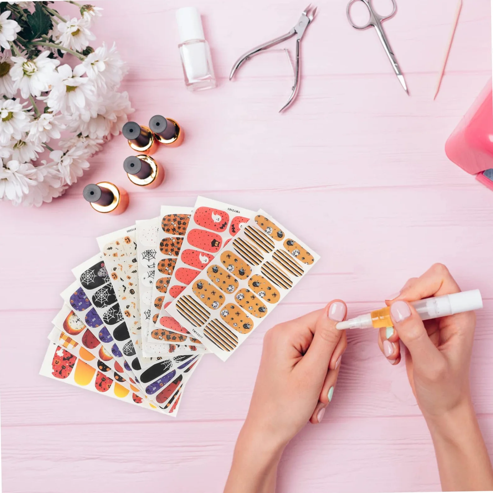 Healeved 30fogli Adesivi Per Unghie Halloween Stickers Per Nail Zucche Decorazioni Facili Applicare Per e Costumi