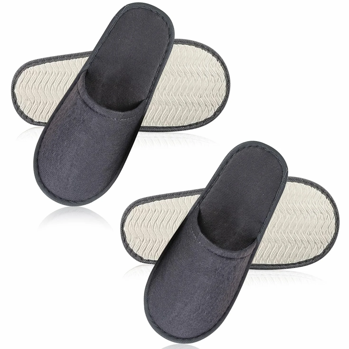 Pantofole Usa e Getta Antiscivolo, Chiuse, in Spugna Premium - Ciabatte Monouso per Hotel, Spa, Casa, Viaggi, Feste, Famiglie - Unisex, Lavabili, Misura Universale, 2 Paia (Grigio)