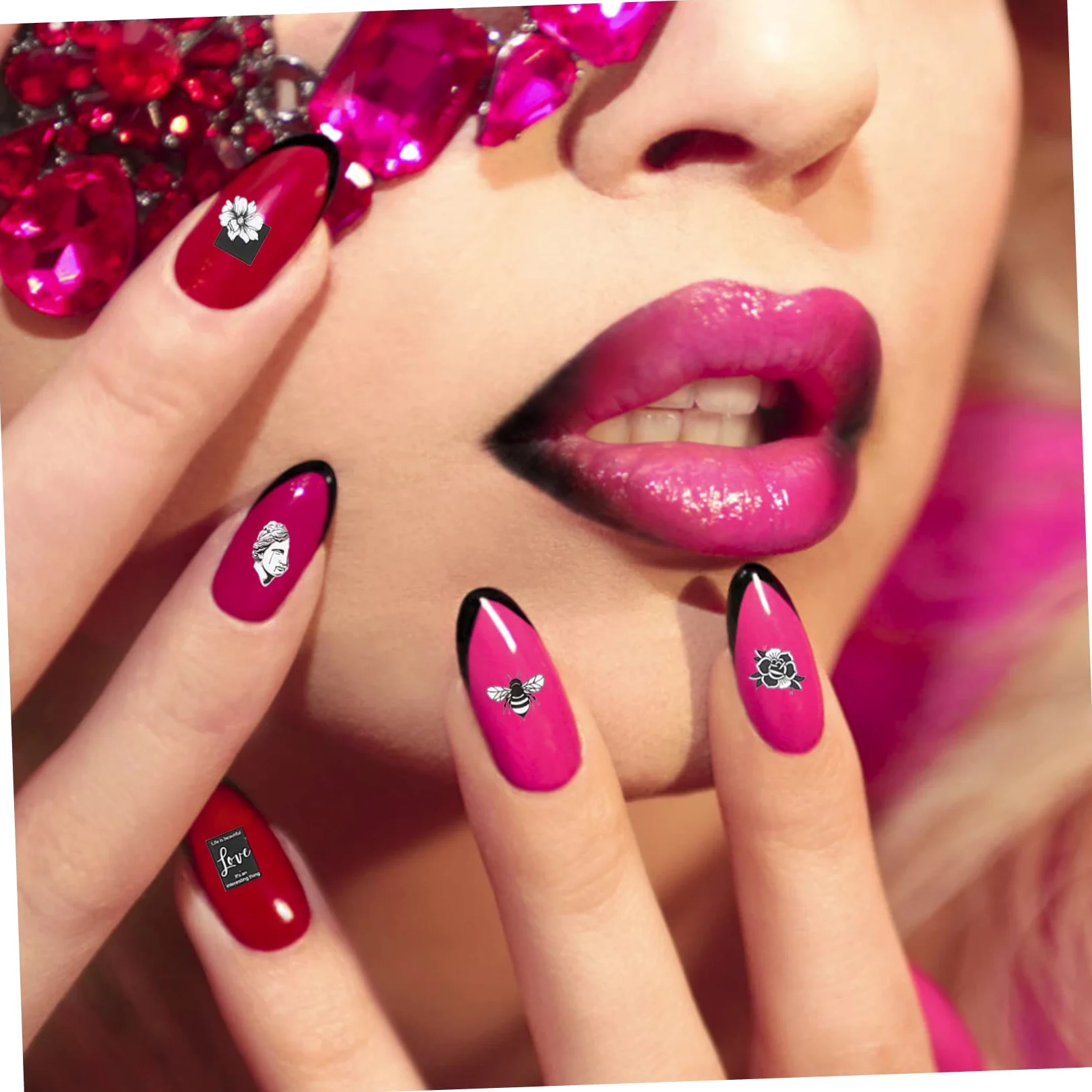 4 Set Adesivi Per Unghie Fiori Nail Art Decal Per Decorazioni Eleganti Per Feste E Speciali Adatti Donne E Ragazze 10 Fogli*4