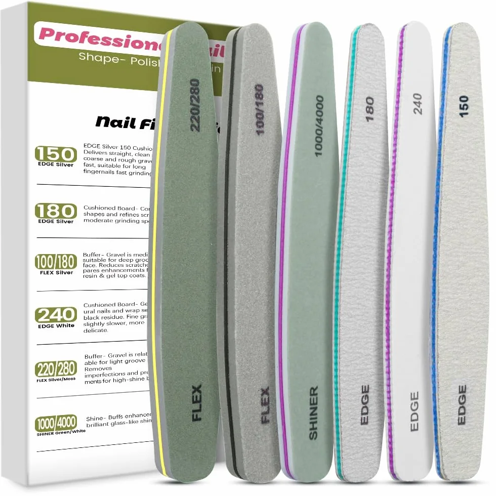 Lime unghie professionali multifunzione Lima Unghie a doppia faccia 100 * 180 * 300 * 600 * 1000 * 3000 * 6000 grit Manicure Buffer Double sided per Unghie in Cristallo Naturale Acrilico 6 pezzi