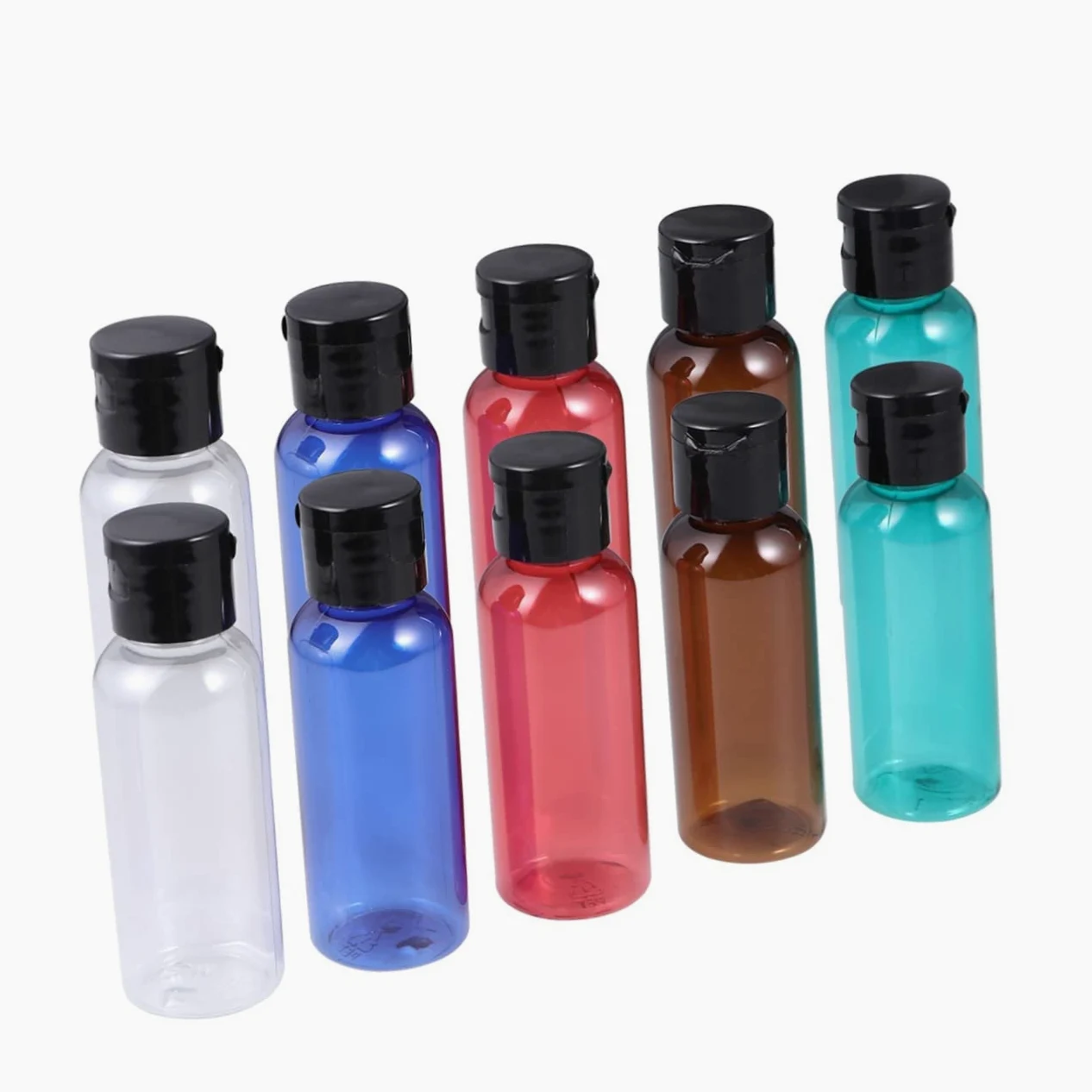 DOITOOL 30pezzi Bottiglie Da Viaggio Ricaricabili Da Contenitori Vuoti Per Gel Sanificante e Lozione Misti Rosso Verde Marrone Blu Trasparente Pratiche e Leggere Per Ogni Occasione
