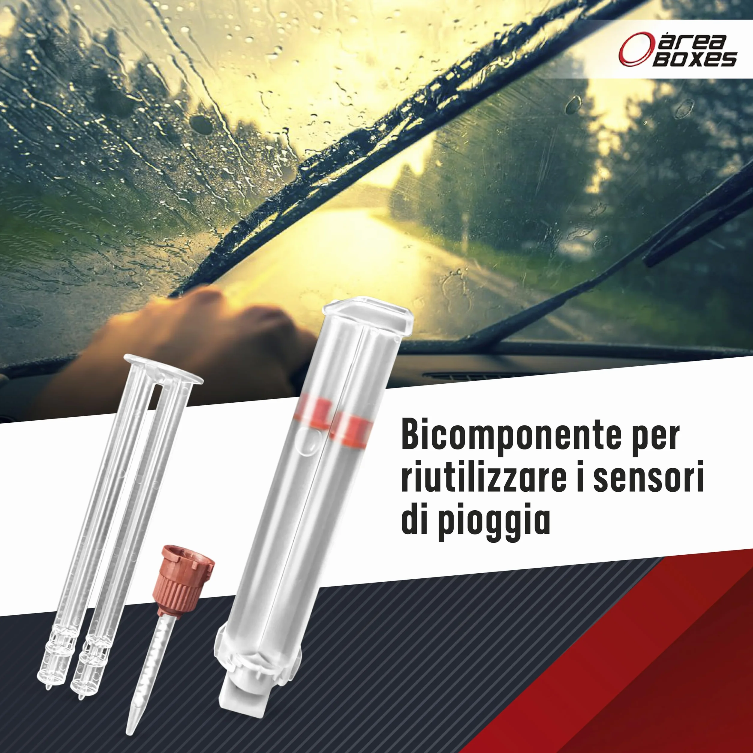 Gel adesivo per sensore pioggia parabrezza auto, silicone trasparente bicomponente presa rapida