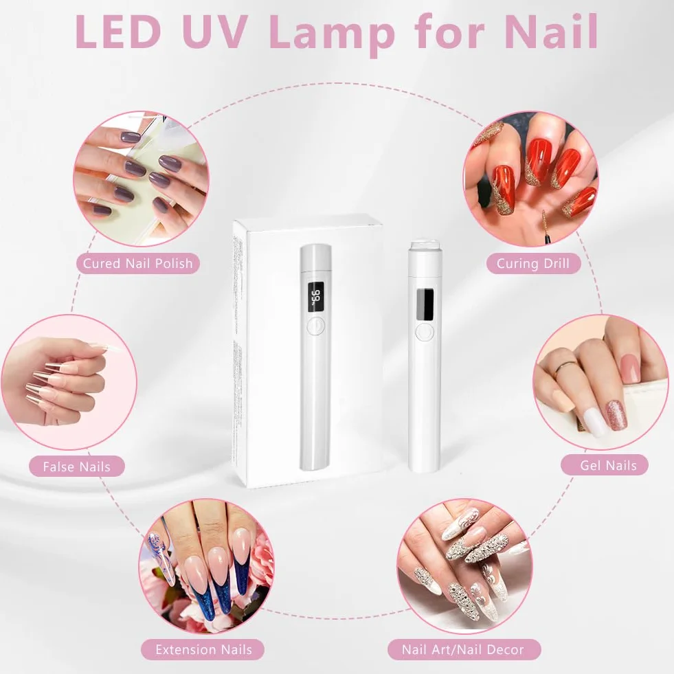 URAQT Mini Lampada LED Unghie, 3W Mini Lampada UV LED Unghie Mini Lampada Unghie, Asciuga Unghie Sciugatura Rapida con Display Digitale, USB Ricaricabile e Portatile