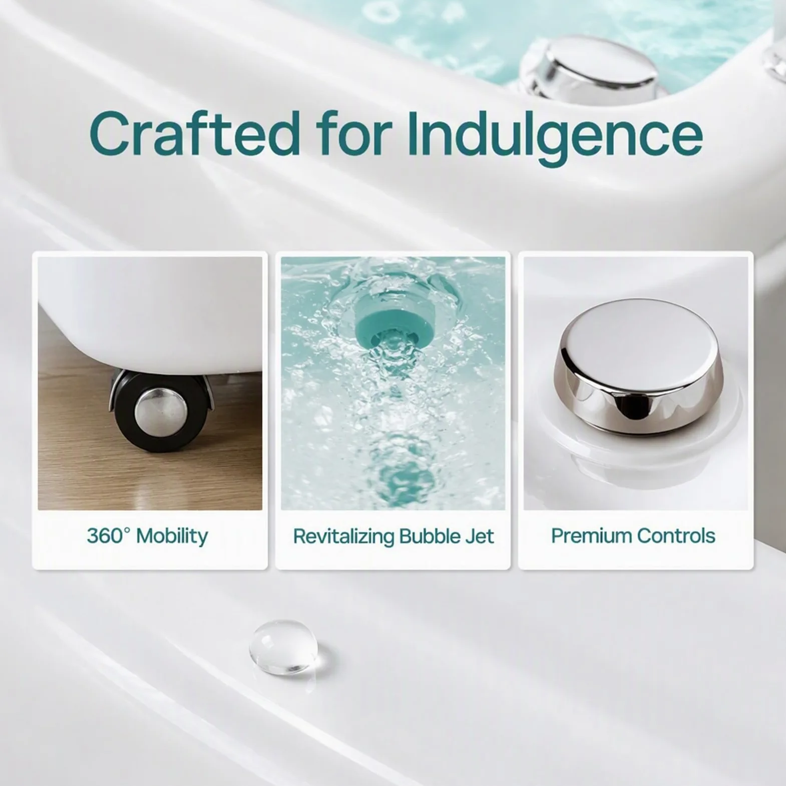 Vasca Idromassaggio Pedicure, Illuminazione Cromoterapia Rgb Ciclabile | Lavabo Mobile Massaggio Piedi Hydro Jet, Rotelle Girevoli 360 Gradi, Adatto L'uso Domestic