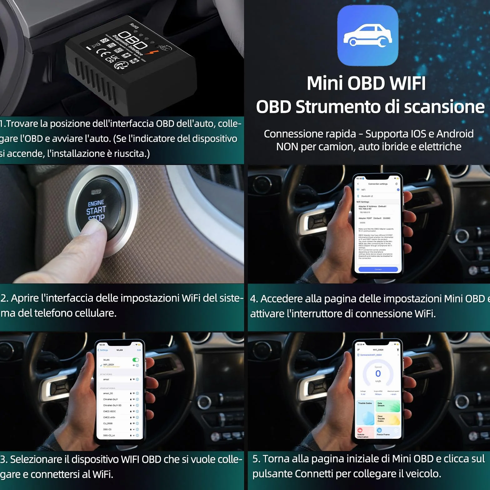 iLC OBD2 Wireless Auto Code Scanner WiFi per iOS Android Windows 3000 Codici