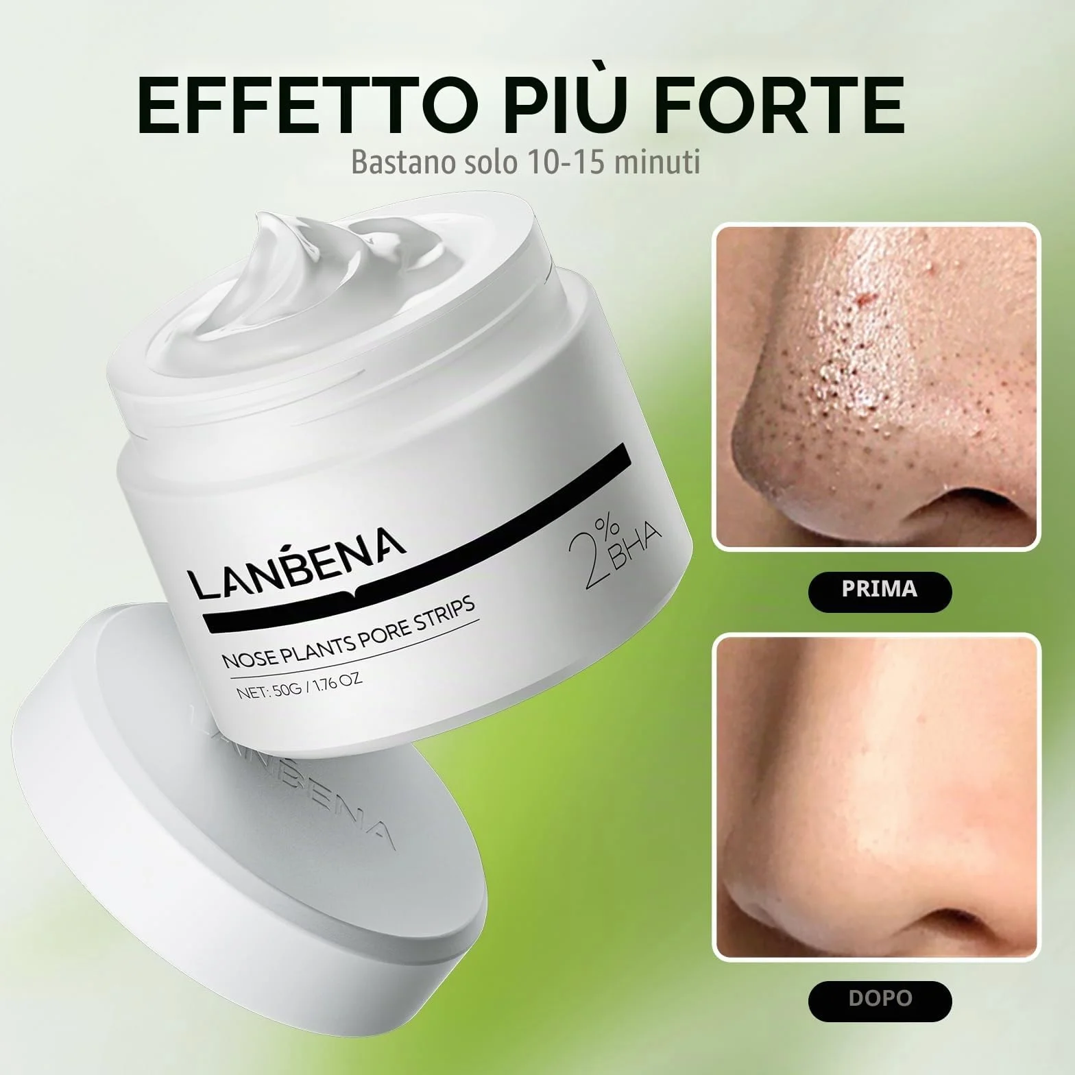 LANBENA punti neri rimozione (50 g), 100 strisce nasali, maschera punti neri, NOTA: La crema diventa gommosa al di sotto dei 25°C, mettere la bottiglia in acqua bollente per ammorbidirla