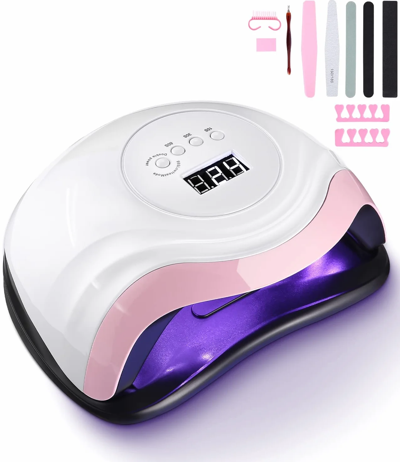168 W Lampada per Unghie, Lampada a LED UV per Manicure e Pedicure 36 LED Lampada UV Unghie Professionale con Automatico Sensore Display 4 Timers da10s 30s 60s 99s (Elegant-White Pink)