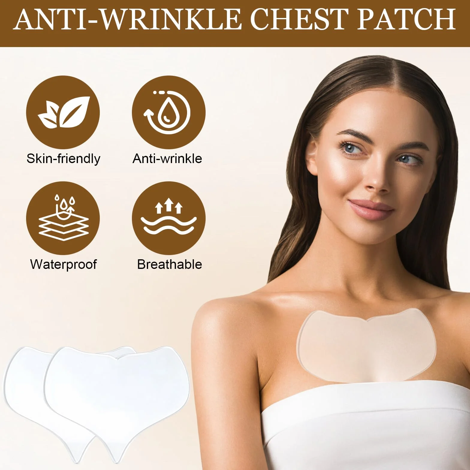 Naapesi Patch Silicone Décolleté e Collo, 4 Pezzi Cuscinetti Riutilizzabili Trasparenti a Forma di Cuore, Patch per Seno, Collo e Décolleté, Effetto Pelle Liscia Senza Crema