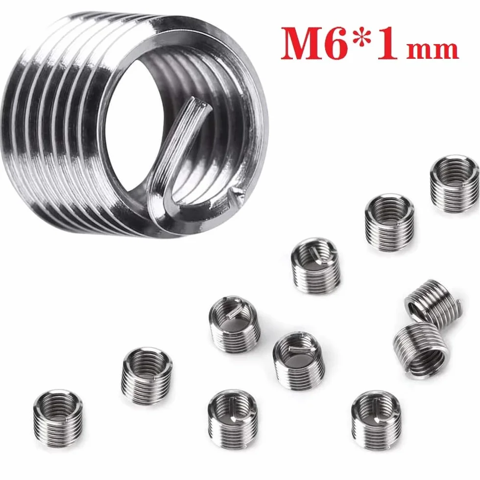 Kit riparazione filettature M6 x 1,0mm 30 pezzi inserti acciaio inossidabile compatibile Helicoil