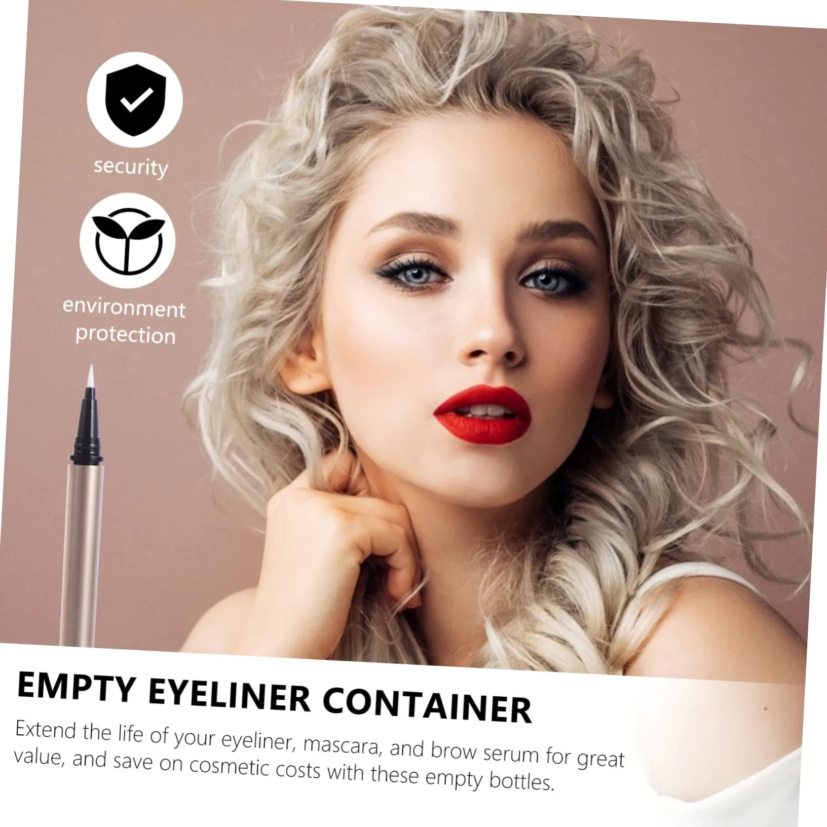 FRCOLOR 5 Pezzi Tubetti di Eyeliner Vuoti Ricaricabili 1Ml in Plastica Oro per Make-up Fai da Te e Applicazione Professionale nei Negozi di Cosmetici