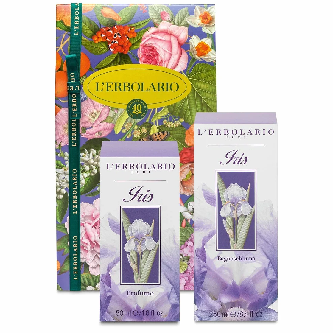 Compatibile con L'Erbolario Confezione regalo Duo Profumo Iris + in OMAGGIO elegante sacchetto in raso.