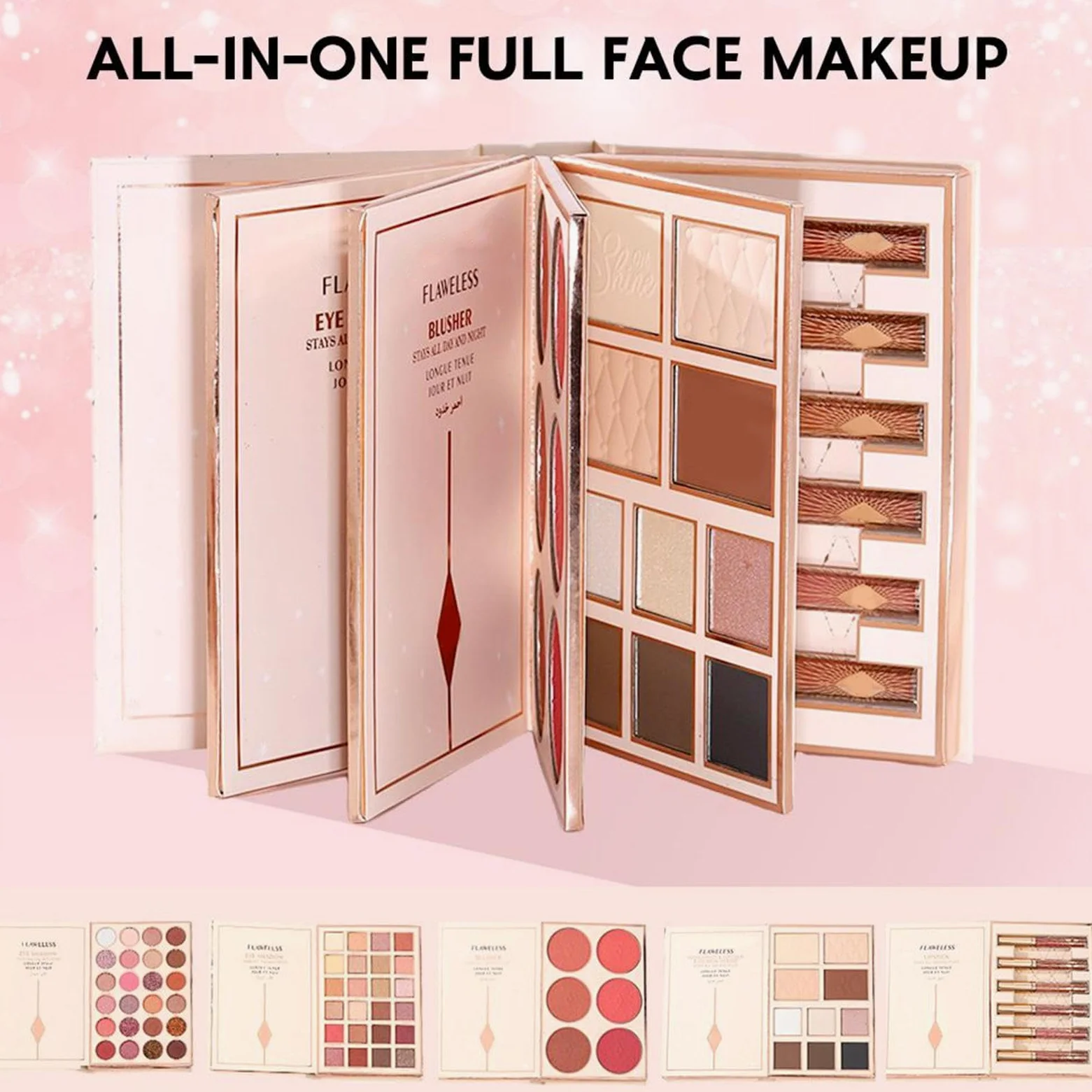 Ombretti Per Occhi 48 Colori Impermeabile Per Bronzer | Palette Occhi A Forma Di Libro Ideale Per Donne E Ragazze Per Halloween Uso Quotidiano Feste E Viaggio