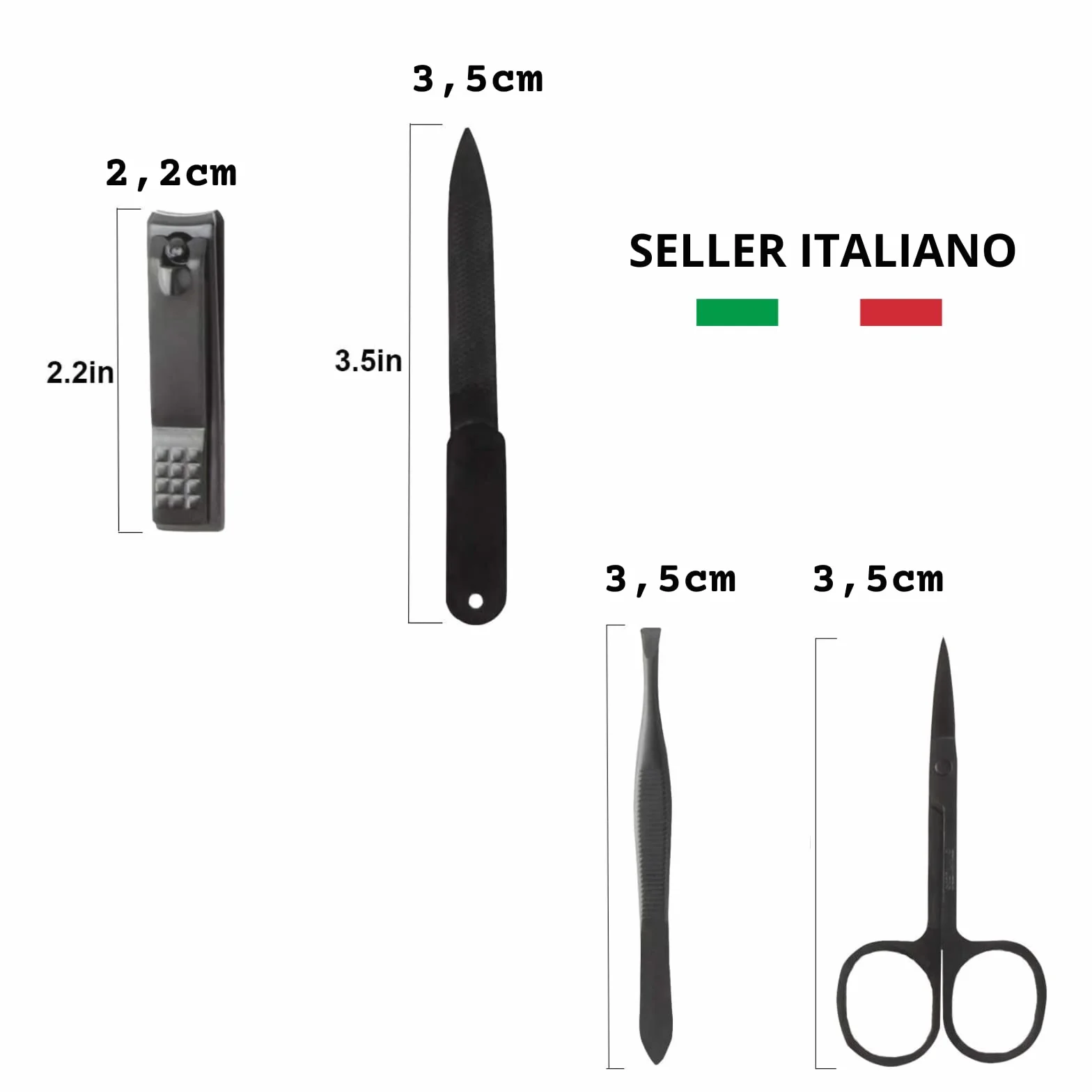 Set Manicure Acciaio Inossidabile 4 Pezzi Tagliaunghie Pinzetta Sopracciglia Forbicine Unghie Lima Astuccio Pelle