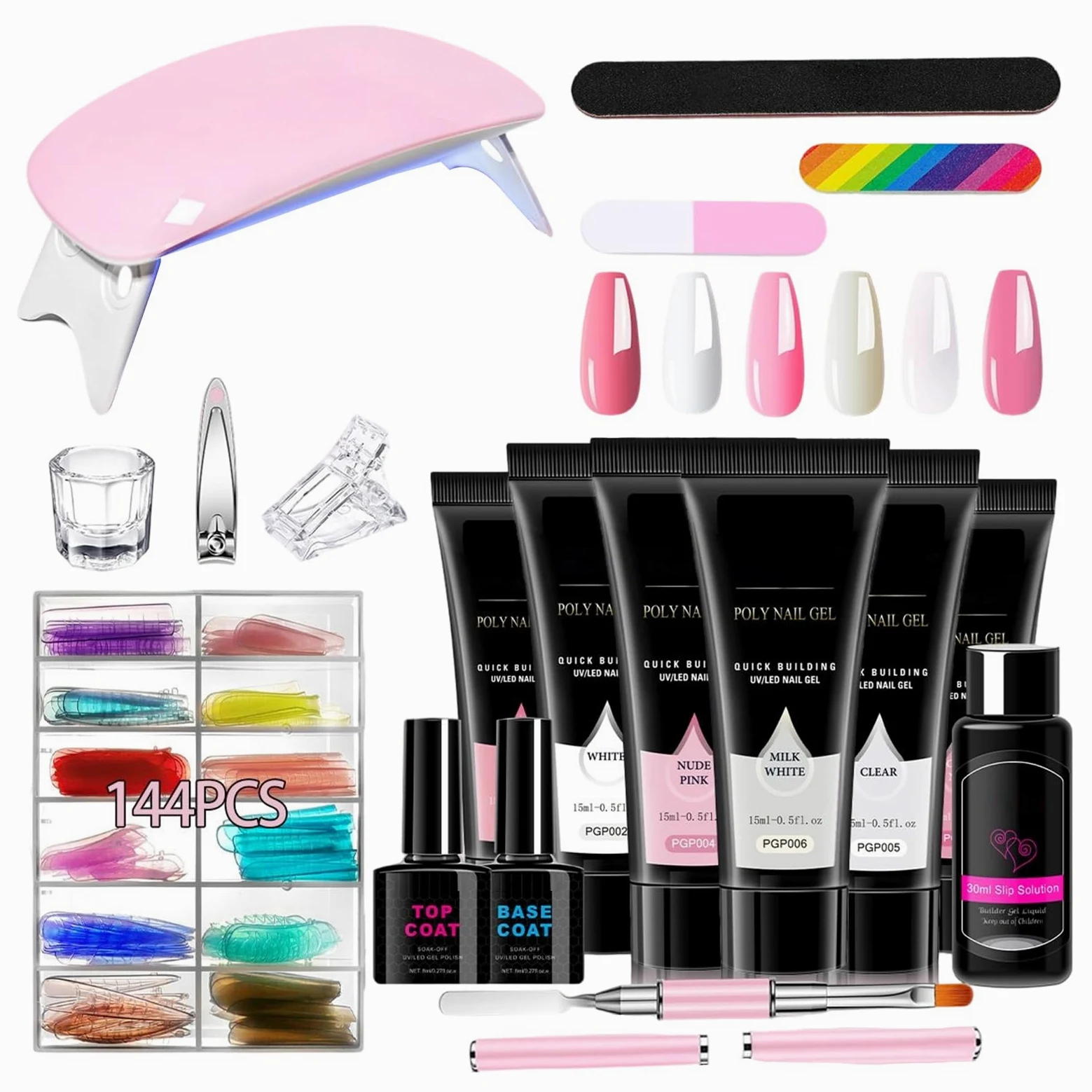 Kit Gel per Estensione Unghie 6 Colori Leggeri | Smalto Semipermanente Estensione Per Ragazze Ideale per Viaggi, Casa, Ufficio, Scuola - Regalo per Fidanzata, Moglie, ,