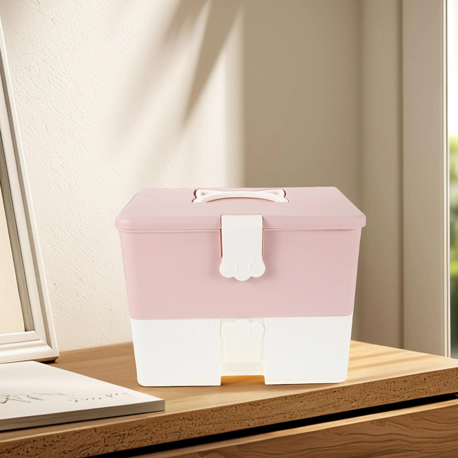 CALLARON Valigetta Smalti Rosa Doppio Strato Plastica Grande Capacità | Organizzatore per Manicure, Adatta a Strumenti Unghie e Gel, Spazio Ampio per Corsi e Tecnici