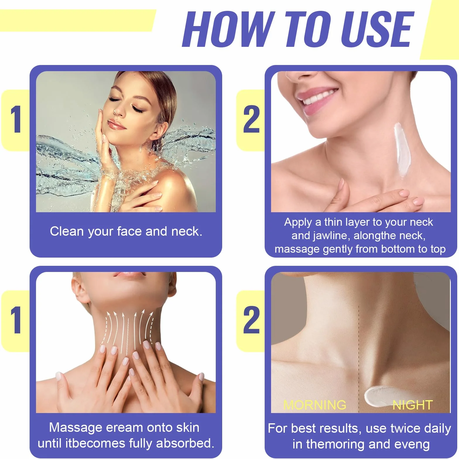 Crema Rassodante per il Collo, Crema per il Collo Con Complesso Rassodante Riparatore Proattivo, Crema per il Doppio Mento, Crema Collo e Décolleté Lifting, Idratante, Anti-invecchiamento, 50ml