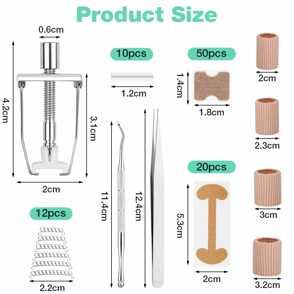 Set Correttore per Unghie Incarnite, Adesivi e Strumenti Pedicure, Tutore per Unghia Curva