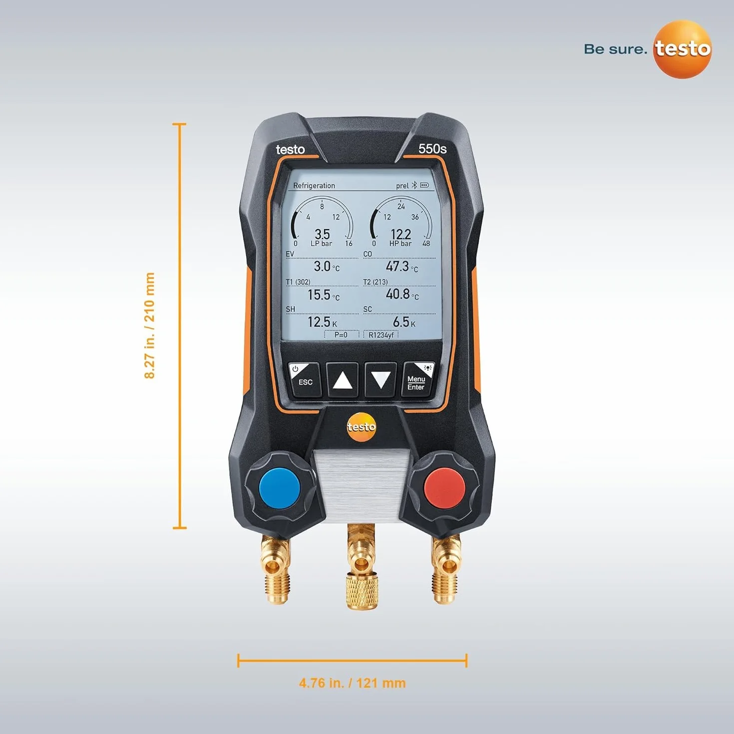 Testo 550s Kit HVAC Digital Manifold with App, 2x Testo 115i Thermometers, 1x Testo 552i Micron Meter, 3 Hose Set, Bluetooth, Black
