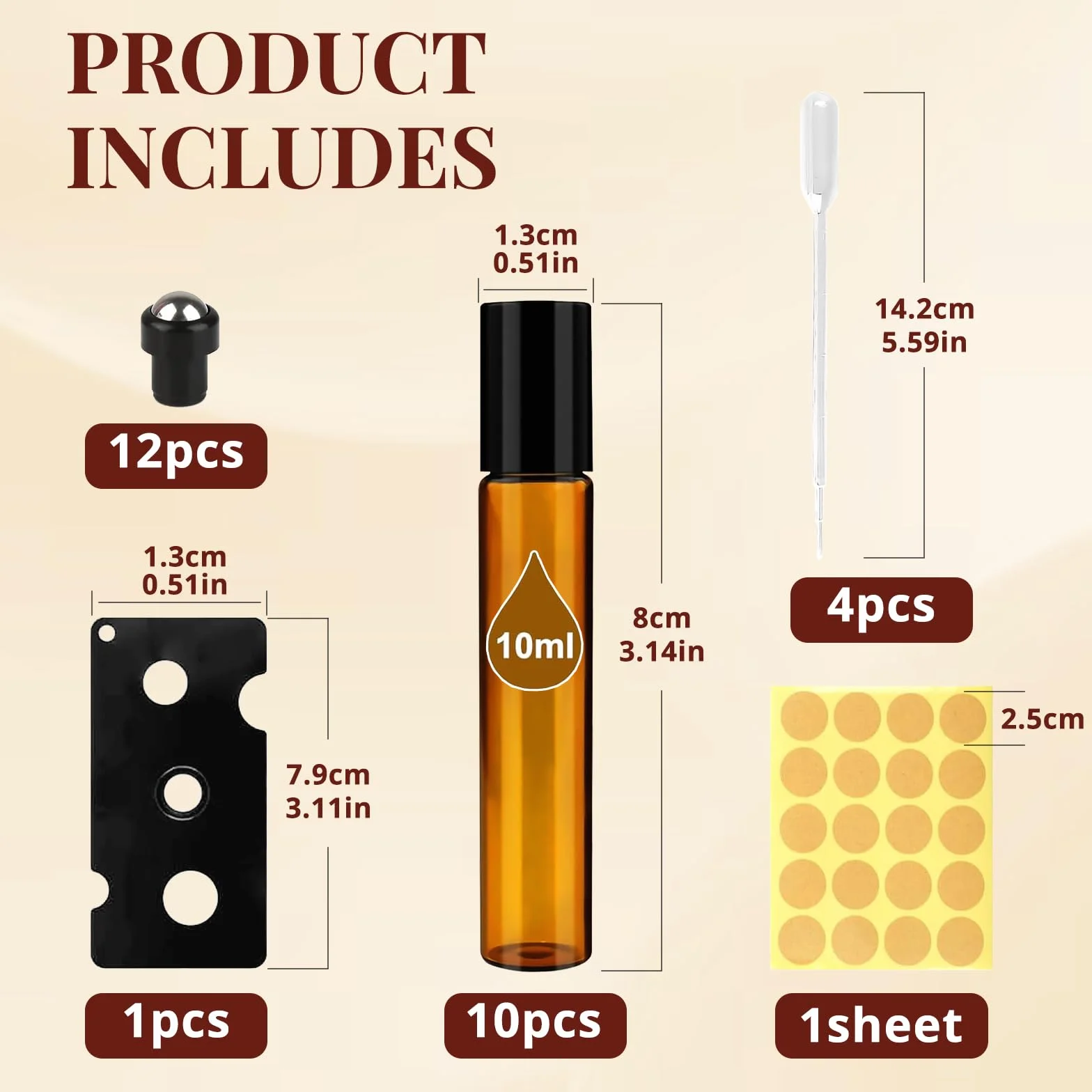 Redamancy Rollon - Bottiglie di vetro per oli essenziali, 10 ml, bottiglie roll-on, bottiglie vuote, bottiglie di vetro marrone per oli, fragranze e cosmetici