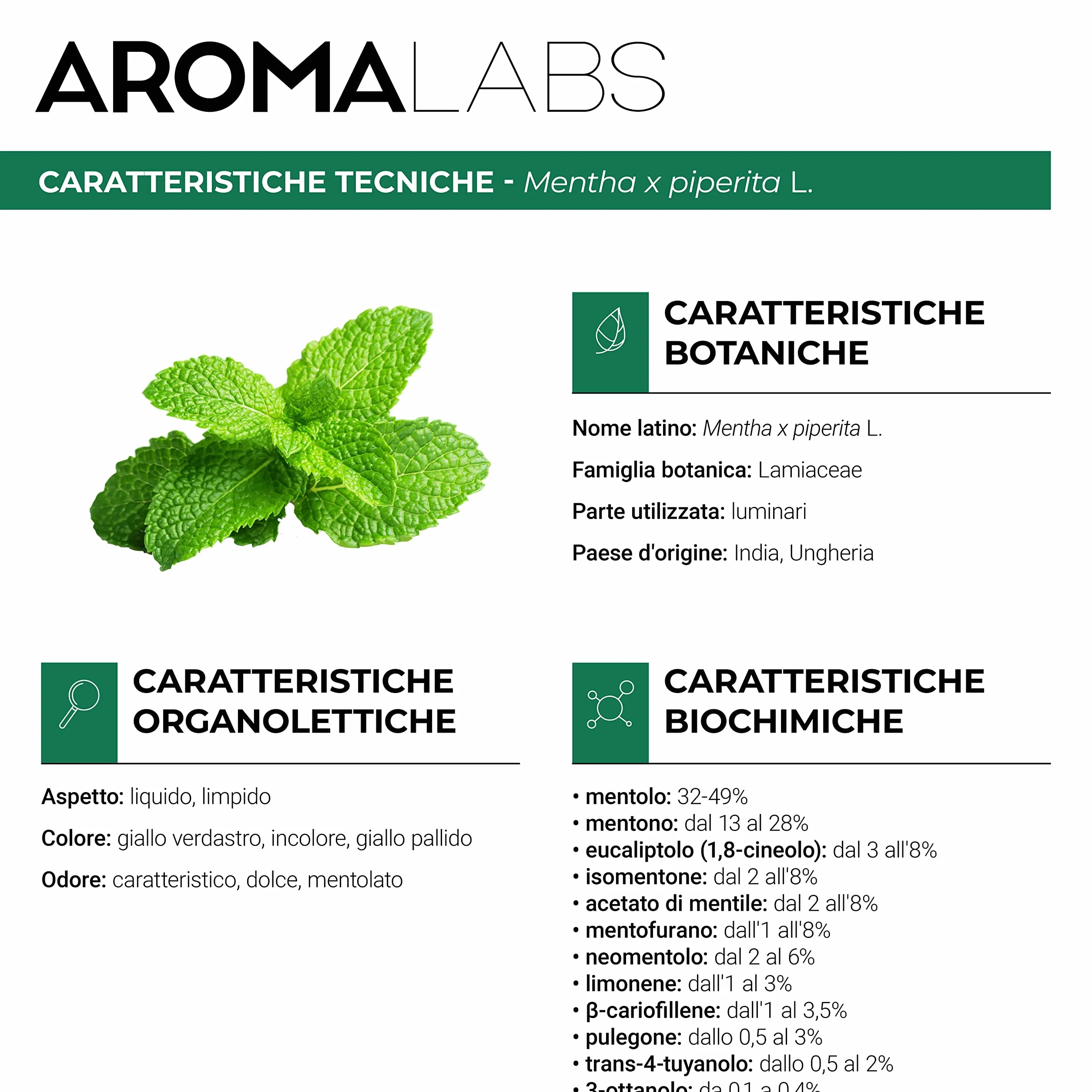 Olio Essenziale Menta Piperita BIO Chemiotipizzato 10 mL Aroma Labs Made in France