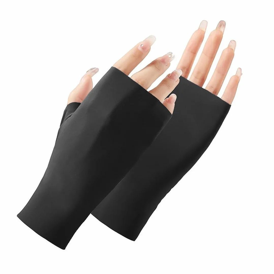 Guanti U V per Unghie in Gel, Anti UV, UPF200+, Guanti per Manicure, Guanti senza Dita Anti UV, per Manicure, Asciugatrice, Cura della Pelle delle Unghie, Fingerless, per la Casa, Outdoor (Nero)