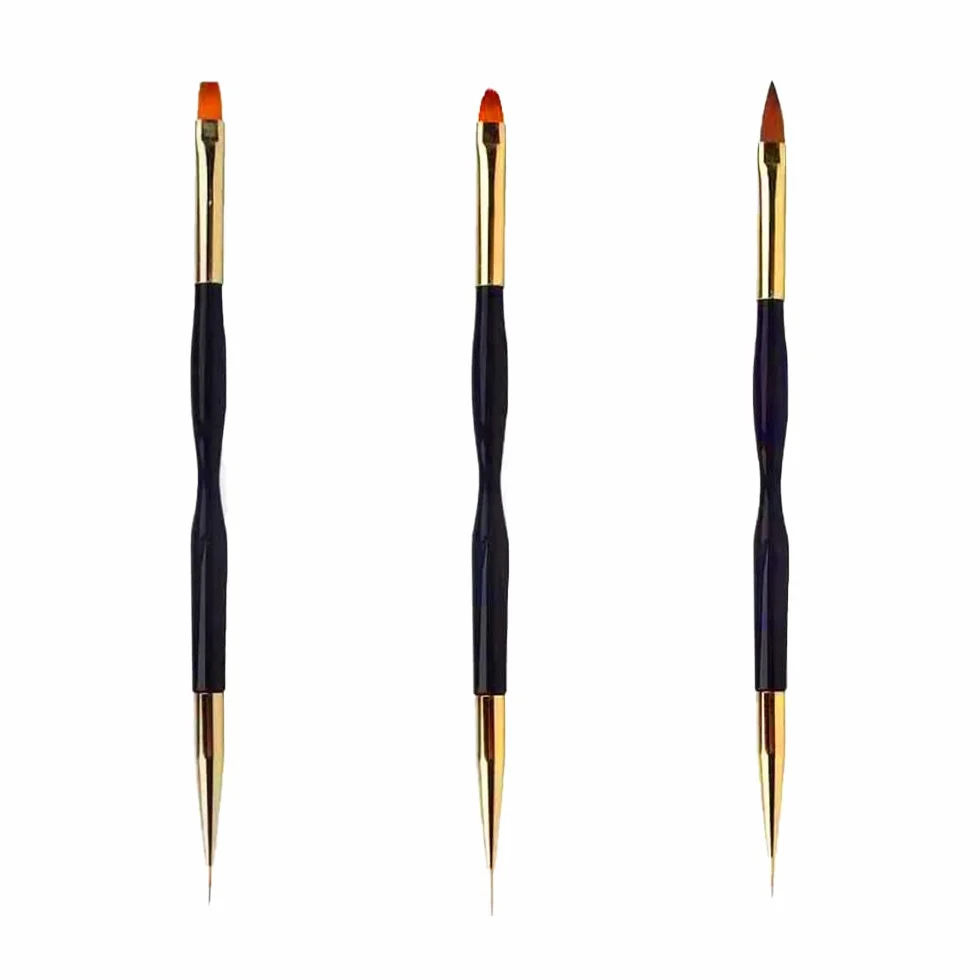 Pennelli per Unghie, 3 Pezzi di Pennelli per Unghie in Gel, Pennelli Nail Art, 2 in 1 Dual-ended Nail Art Pennelli, per Manicure
