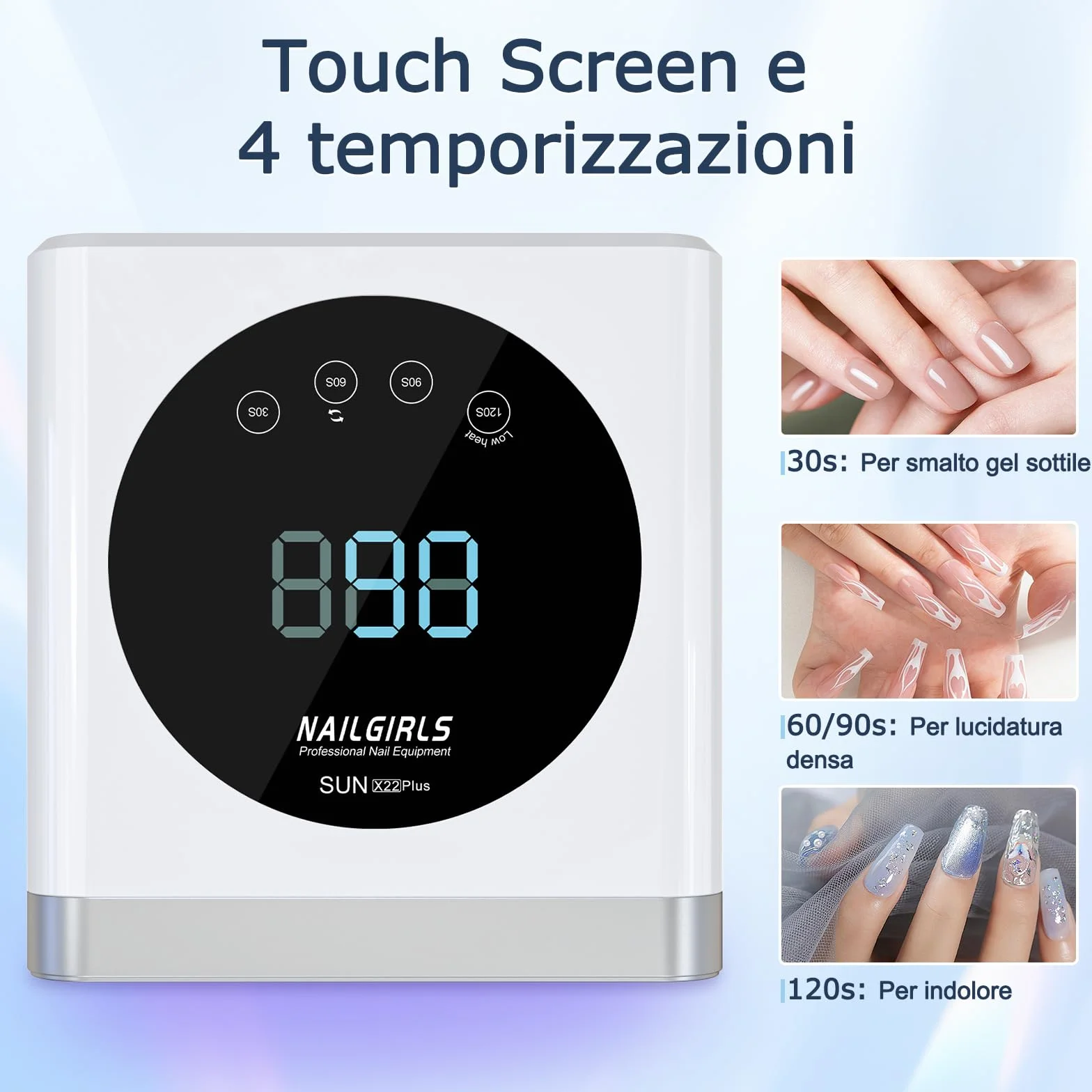 NAILGIRLS Lampada UV LED Unghie 150W Professionale con Sensore Automatico e Display LCD 4 Timer