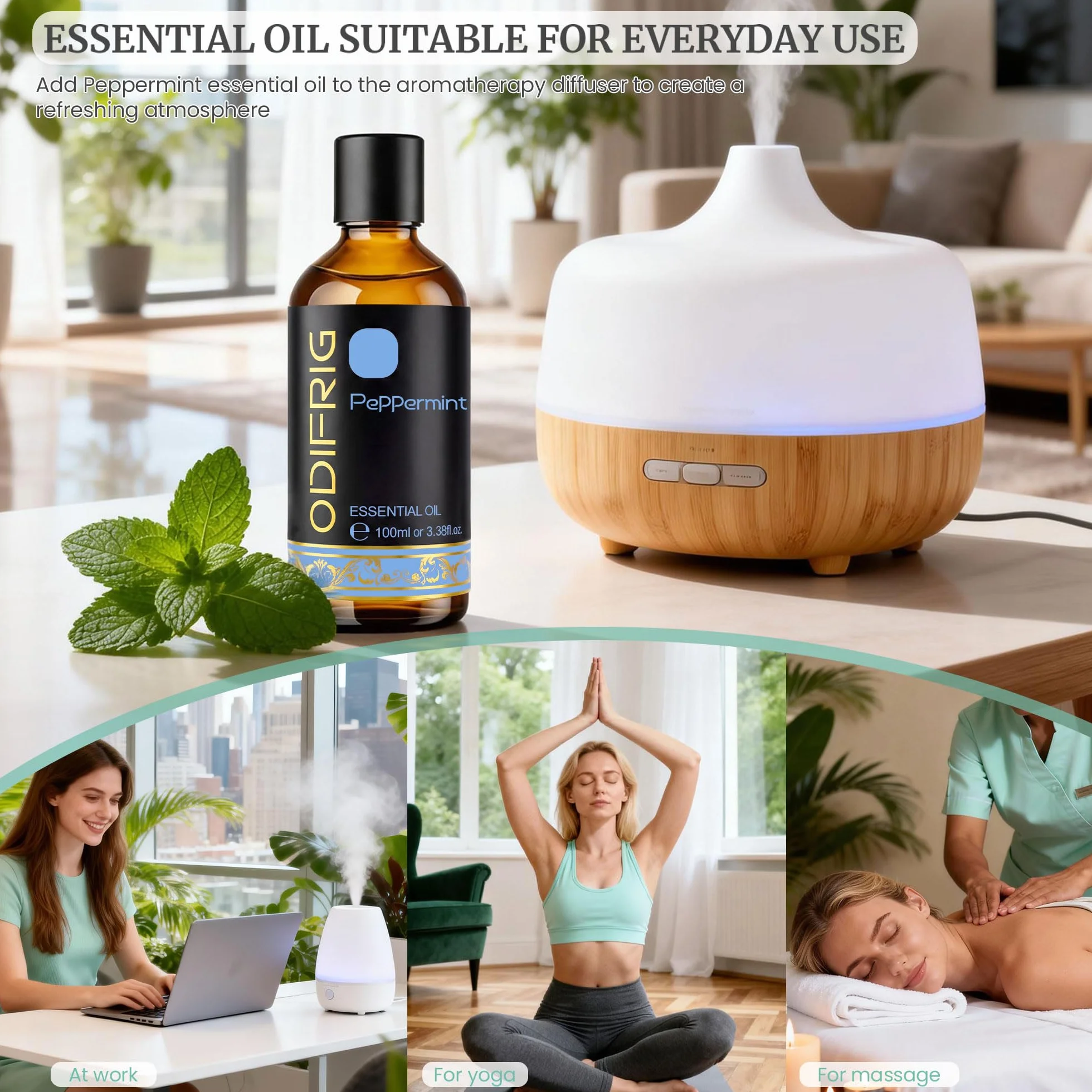 Olio Essenziale di Menta Piperita 100 ml con Contagocce Naturale